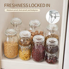 68oz Glass Food Storage Jars with Airtight Lids, Set of 3 – Clear Preserving Seal Wire Clip Fastening Canisters for Kitchen Canning, Flour, Cereal, Pasta, Sugar, Beans, Pickling Jars (68oz*3)