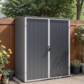 Patiowell Plastic Outdoor Storage Shed with Floor, 5 x 3 FT Patio Outdoor Storage Cabinet with Stable Roof & Lockable Doors, Waterproof Resin Shed for Tools, Patio Furnitrue Accessories, Dark Gray