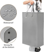 Chrislley 25-Inches Slim Laundry Hamper 60L Narrow Laundry Basket with Handle Foldable Dirty Clothes Portable Skinny Hamper Organizer Storage Bins (Grey)