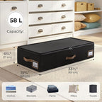 GRANNY SAYS 6.5-Inch Foldable Underbed Storage Box with Lid, Sturdy Frabic Organizer with Reinforced Bottom for Clothes, Shoes, Low-Profile Underbed Container for Bedroom, Closet,2 Pack, Black