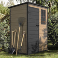 DWVO 5x3ft Resin Outdoor Storage Shed with Floor, Waterproof Lockable Storage Shed with Window, Plastic Outside Tool Storage for Garden, Backyard, Patio, Lawn, Brown
