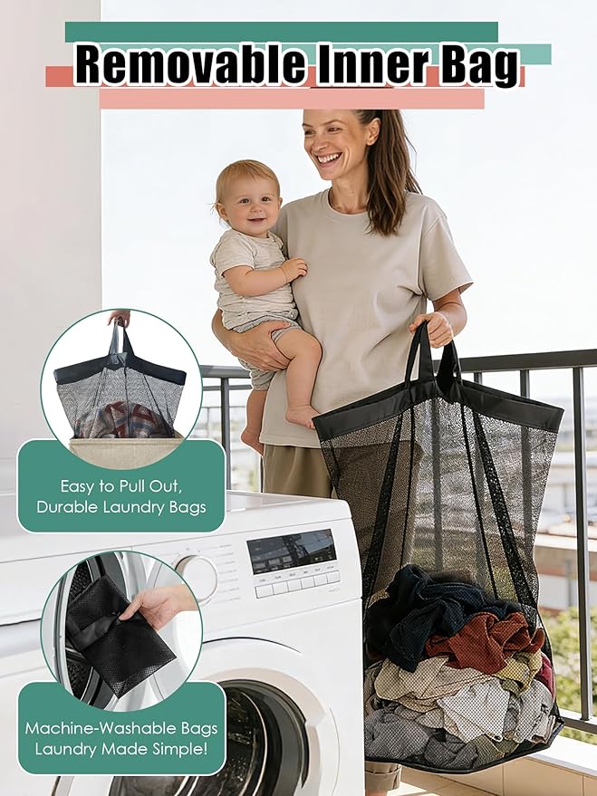 Laundry Hamper with Lid, Reinforced Sturdy Clothes Hamper with Anti-Puncture Base, Large Collapsible Laundry Basket with Removable Liner Bag, Tall Dirty Clothes Bin for Family, 100L Beige