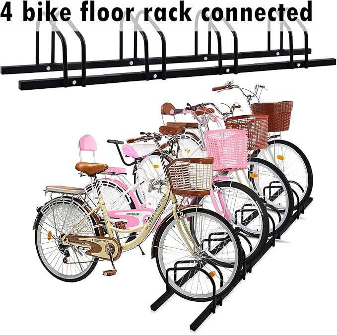 WALMANN Bike Floor Stand, Steel Bike Parking Rack for 1 Bike, 22-28" Wheels, Max. Tire Width 2.1", Black