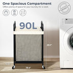 STO STO Laundry Hamper, 90L Rolling Laundry Sorter Cart with Removable and Washable Liner Bag, Clothes Hamper with Wheels and Metal Handle for Laundry Room and Bedroom