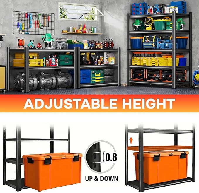 45.3" W X 17.7" D X 63" H Heavy Duty Garage Shelving Unit 4 Tier 2800 LBS Storage Shelves Adjustable Industrial Metal Wire Shelf Unit for Garage,Basement,Pantry,Warehouse,Commercial