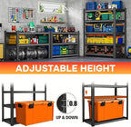 39.4''W Storage Shelves, 4-Tier Garage Metal Shelving Unit, Adjustable, Double-Layer Column with Reinforced Ribs, Heavy-Duty, Capable of Bearing 2800 lbs Suitable for Garage, Warehouse