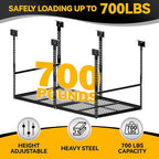 3x6 Ft Overhead Garage Storage Rack, 28-41 inch Height Adjustable Ceiling Mounted Organization Rack, 700 lbs Weight Capacity, 36"x72" Metal Rack for Garage Storage with Wire Decking