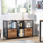 Tribesigns 2 Drawer Wood File Cabinets, Modern Mobile Lateral Filing Cabinet for Letter/ A4 Size, Printer Stand with Open Storage Shelves and Drawer for Home Office, Rustic Walnut