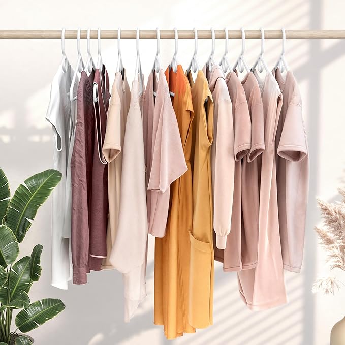 NEATERIZE Thick Heavy Duty Hangers - White Plastic Clothes Hangers 38 Pack - Great for Coat Hanger, Jackets Jeans & Suit Hanger for Closet - New Apartment Essentials Percheros Ganchos para Colgar Ropa
