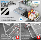 Under Sink Organizer Upgrade To Professional Rails,2-Tier Dual Pull Out Cabinet Storage,Height Adjustable Slide Out Drawers For Bathroom Kitchen,2 Pack-18.5"Dx12.8"-16.9"H,Gun Gray