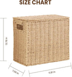14 Inch Toilet Paper Storage Basket with Lid, 6-Roll Bathroom Organizer, Woven Paper Rope Basket for Narrow Spaces, Multi-Purpose Holder for Towels, Utensils, Picnic & Home Decor