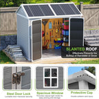 WACASA 8x6 FT Resin Plastic Shed with Floor, Heavy-Duty 21-Gauge Reinforced Steel Frame, 16mm Ultra-Thick Panels, Outdoor Storage Sheds with Windows and Air Vents