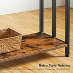 HOOBRO Free Standing Towel Rack, 3 Tier Blanket Rack, Blanket Holder for Bathroom, 23.6" L x 11" W x 31.9" H, Industrial Metal Drying and Display Rack with Shelf, Rustic Brown and Black BF06LB01