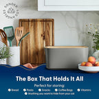 Sonder Los Angeles Union Large Bread Box | Fits Full Sourdough Loaves and More | Breadbox with Cutting Board | Homemade Bread Bin Storage Container | 14.25x9.25x7 in | Charcoal