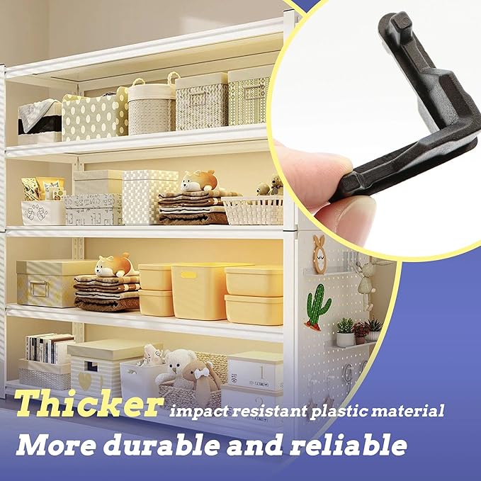 Post Inserts Connectors - PP Plastic, Injection Molded, Sturdy Support - Black, 20 Post Corner Connectors and 20 Post Caps, Compatible with Whalen and Costco 5 Shelf Shelving Unit