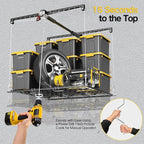 Overhead Garage Storage Rack for 12-14ft Ceiling, Heavy-duty 4x4 FT Garage Ceiling Storage Racks with Safety Lock, Ideal for Storage Mounted Lift System and Storage Organizer, 250lbs Capacity