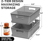 Simple Houseware 2 Tier Bathroom Organizer Tray Pull-Out Sliding Drawer, Under Sink Storage, Gray