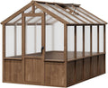 Heavy Duty Spruce Frame Wooden Greenhouse – Walk-in Outdoor Garden Outdoor Storage with Polycarbonate Panels, Adjustable Roof Vents, Lockable Door, Spacious Storage, Ideal for Patio, Lawn,