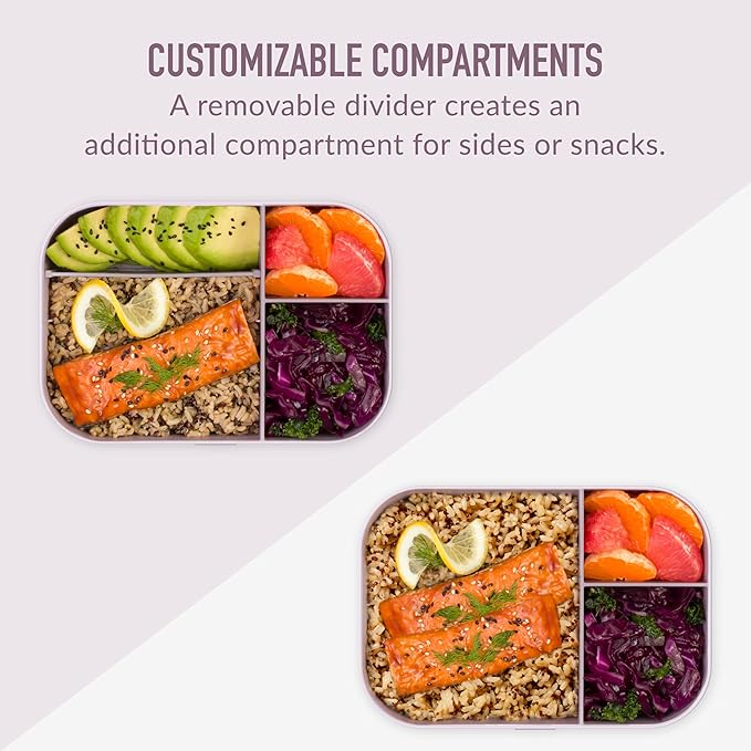 Bentgo® Modern Tray with Matte Lid - Reusable, BPA-Free, Meal Prep Containers for Adults with Removable Divider - 3 or 4 Compartments for Healthy Portioned Meals At Home & On the Go (Orchid)