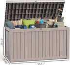 190 Gallon Deck Box Large Outdoor Storage Box Waterproof for Patio Furniture,Outdoor Cushions,Garden Tools and Pool Supplies,Weatherproof(Grey,190Gallon)