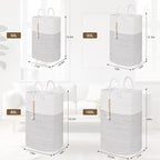 Woven Laundry Basket for Clothes, 80L Large Rectangle Laundry Hampers with Beads Tassel, Nursery Storage Basket for Toys, Tall Dirty Clothes Hamper for Bedroom Aesthetic, Laundry Room Organization
