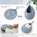 Honeydak Boho Decor Hanging Wall Baskets for Kitchen 3 Pack Teardrop Baskets with Hooks Storage Fruit Onion Vegetable Potato for Home 3 Sizes(Light Blue,Teardrop,Cotton Rope)