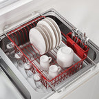 JASIWAY Red in Sink Dish Drying Rack, Expandable Stainless Steel Small Dish Rack Over Kitchen Sink, Plate Drainer Strainer with Cutlery Holder & Cup Holders, Counter Space Saving Wire Dryer Rack