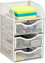Mind Reader Desktop Accessory Storage, Paper Binder Clip Basket, Workspace, Office, Metal Mesh, 4.75"L x 5"W x 8"H, White