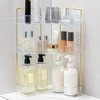 Corner Bathroom Counter Organizer Bathroom Countertop Shelf Makeup Organizer for Vanity Perfume Tray for Corner Storage (3 Tiers, White)