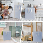 Lifewit 2 Pack Laundry Basket 100L Each, Collapsible Clothes Hamper with Reinforced Handles, Freestanding Waterproof Design for Bedroom and Laundry Room, Blue 200L Total