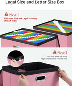 Oterri 1 Pack Large File Organizer Boxes with Lids, File Box with Mesh Pockets, Document Organizer Box for Legal/Letter Size Folders, Zippers Important Document Organizer (Pink, Without Folders)
