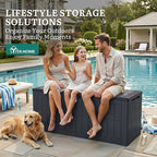 YITAHOME 134 Gallon Large Deck Box, Waterproof Resin Outdoor Storage Box with Lock, Doubles as 2-Person Bench Seating for Patio Furniture Cushions,Garden Tools & Pool Accessories, Dark Gray