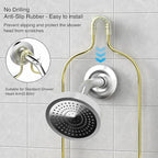 Over the Shower Head Caddy - 3 Tier Shower Caddy Hanging, Gold Bathroom Organizer with Soap Holder & Hooks