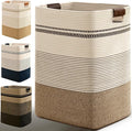 Laundry Hamper, 85L Tall Laundry Basket with Leather Handles, Rectangle Large Clothes Hamper for Organizing, Cotton Woven Laundry Baskets Storage Hampers for Bedroom, Nursery, Living Room