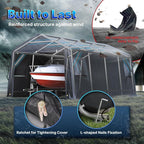 ADVANCE OUTDOOR 10X20 ft Carport Heavy Duty Outdoor Patio Portable Canopy Storage Shelter Shed with 2 Rolled up Zipper Doors & Vents for Snowmobile Garden Tools, Gray