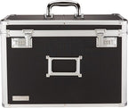 Vaultz File Organizer Storage Box - 14 x 7.25 x 12 Inch Legal Size, Portable Locking Storage Totes with Dual Combination Locks for Filing Office Documents - Black