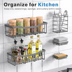 EUDELE 5-Pack Rustproof Stainless Steel Shower Caddy Set– No Drill Adhesive Bathroom Organizer, Space-Saving Shower Shelves for Apartment Essentials, Bathroom/Kitchen Storage Home Decor-L Size