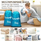 2Pcs XL Travel Laundry Bag for Dirty Clothes, Extra Large Heavy Duty Organizer with Drawstring, Cruise Ship Camping Travel Road Trip Vacation Essentials Must Haves 2024 for Kids Girl (Blue + Blue)