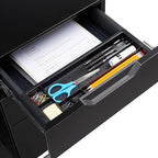 Amazon Basics 3-Drawer Mobile File Cabinet with Lock, Rolling Filing Cabinet for Hanging Files, Black, 20.71" D x 15.51" W x 24.29" H | With Lock, 3 Drawer