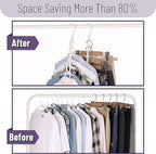 Mr. Pen- Space Saving Hangers for Clothes, 16 pcs, White, Plastic Multi Clothes Hangers Space Saving, 5 Slots, 360° Rotating Hooks