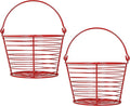 CONCORD 8" Egg Basket For Storage Collecting and Transporting Chicken and Duck Eggs. Farm Grade Wire Baskets. 2 Pack (Red)
