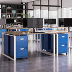 2 Drawer File Cabinet with Lock, Small Rolling Filing Cabinet for Home Office, Metal Mobile File Cabinets on Wheels, Blue Office Cabinets for Letter Size Folders - Assembly Required