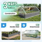 Quictent Raised Garden Bed Galvanized Raised Beds for Gardening Vegetables with Cover 8x4x1 ft Metal Planter Box Outdoor Use (Clear)
