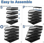 Natwind 4-Tier Paper Organizers,Desk Organizer,Stackable Paper Tray, Desk Accessories,Metal Mesh Desktop Organizer,Letter Trays,File Document Storage Rack for for Home, Office, School (Black)