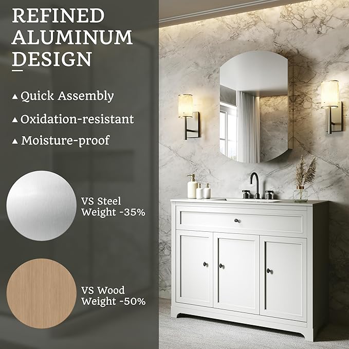 20x31 Bathroom Medicine Cabinet with Mirror,Aluminum Alloy Frame with Mirror Side Panels,Surface or Recessed Medicine Cabinet with Adjustable Shelves,Assembly Required