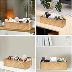 Hipiwe Handwoven Seagrass Storage Basket 3 Sections Toilet Tank Paper Organizer Decorative Shelf Basket for Pantry Living Room Kitchen, Caramel Color