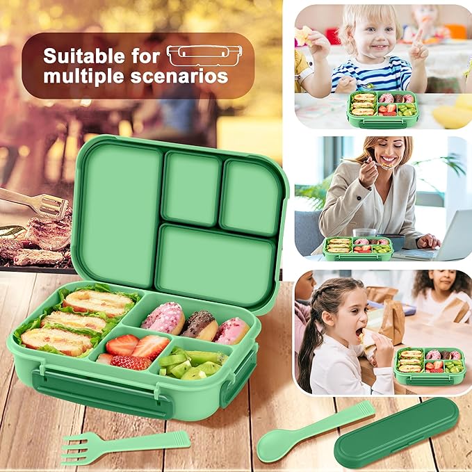 Lunch Box Kids,Bento Box Adult,Leakproof Lunch Containers for Adults/Kids/Toddler,1200ML-4 Compartments bento Lunch box with Utensil,Microwave & Dishwasher & Freezer Safe (Cyan)