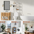 3-Tier Over The Toilet Storage, Freestanding Metal Bathroom Shelves, Space Saver Above The Over Toilet Storage Shelf for Bathroom (White)
