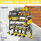 Power Tool Organizer, 5 Layer Drill Holders Wall Mount, Heavy Duty Metal Organizers and Storage Rack for Garage Organization, Tools Shelves with Screwdriver Plier Hammer Holder, Black