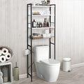 CAPHAUS Over The Toilet Storage, 4-Tier Bathroom Organizer, Freestanding Toilet Shelf, Multifunctional Space Saver Toilet Rack with 4 Hooks, Laundry Organizer, Plant Stand for Balcony (Marble White)